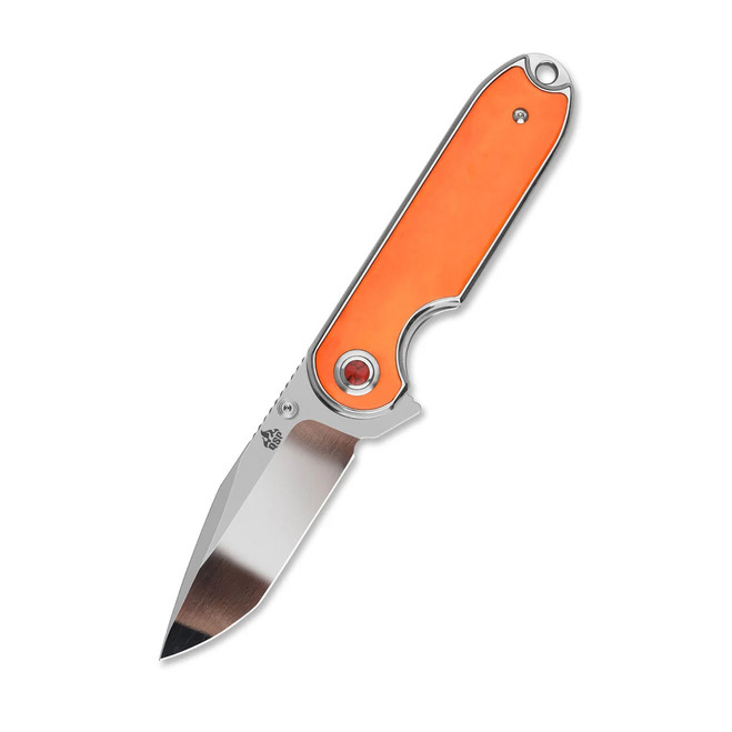 QSP Nebula Folding Knife Orange Bone Handle 14C28N Clip Point