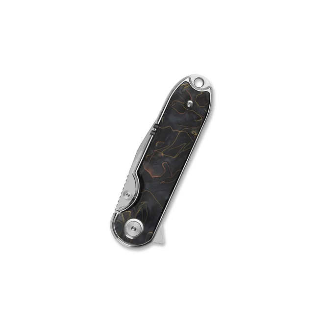 QSP Nebula Folding Knife Brass Copper Mesh Resin Handle 14C28N
