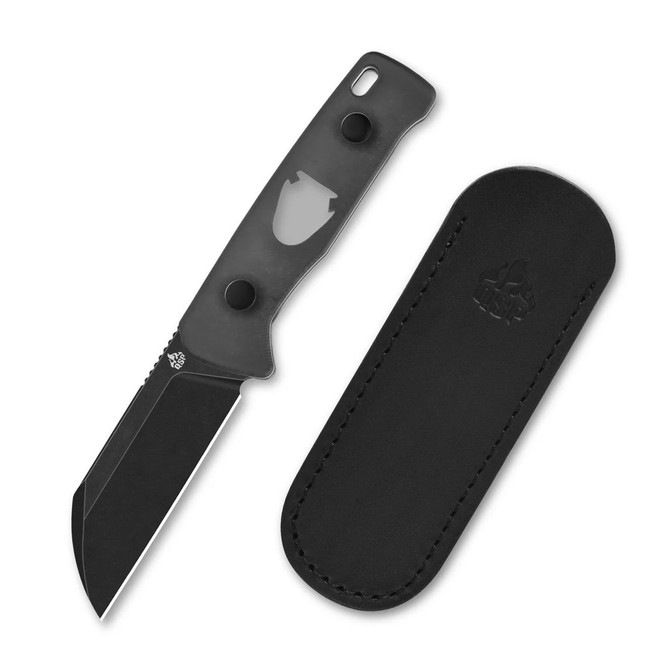 QSP Baby Penguin Fixed Blade Knife Black Acrylic Handle 14C28N Sheepsfoot Plain Black Blade QS130BP-A2