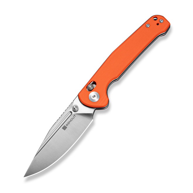 Senut Glenspar Folding Knife Orange G10 Handle 9Cr18MoV Plain Edge Satin Finish S25046-1