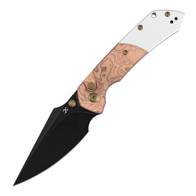 Kansept Fenrir Folding Knife Copper Foil Handle 154CM Plain Edge