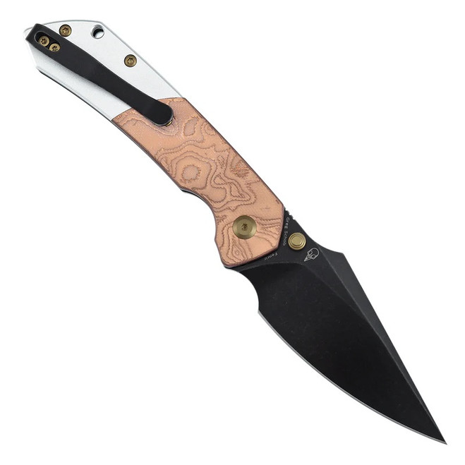 Kansept Fenrir Folding Knife Copper Foil Handle 154CM Plain Edge