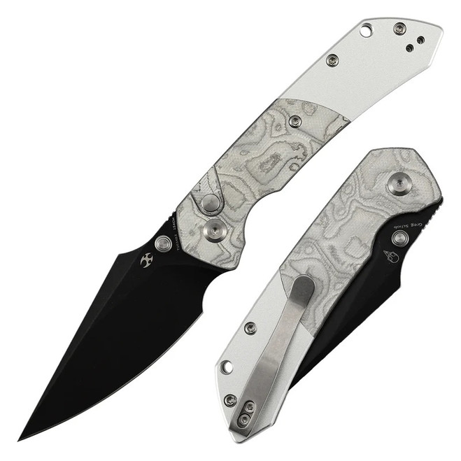 Kansept Fenrir Folding Knife G10/Aluminum Foil Handle 154CM Plain Edge Blackwash Finish T1034B3