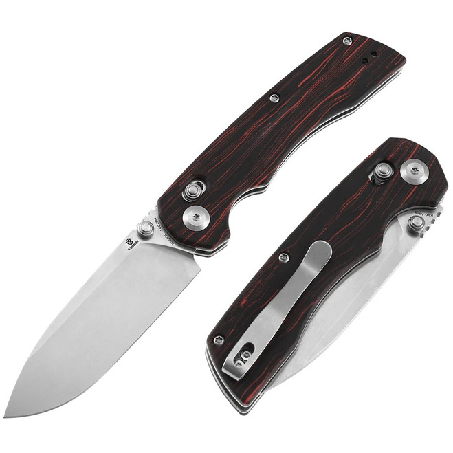 Tenable Kryo Folding Knife Red/Black G-Mascus Handle 14C28N Plain Edge Stonewash Finish T1001V11