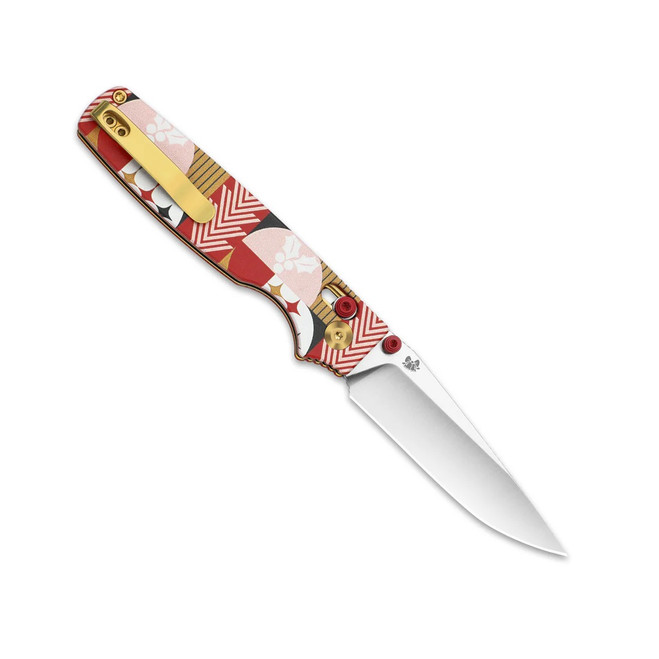 Kizer Original 2 Folding Knife Red/White Pattern G10 Handle 14C28N