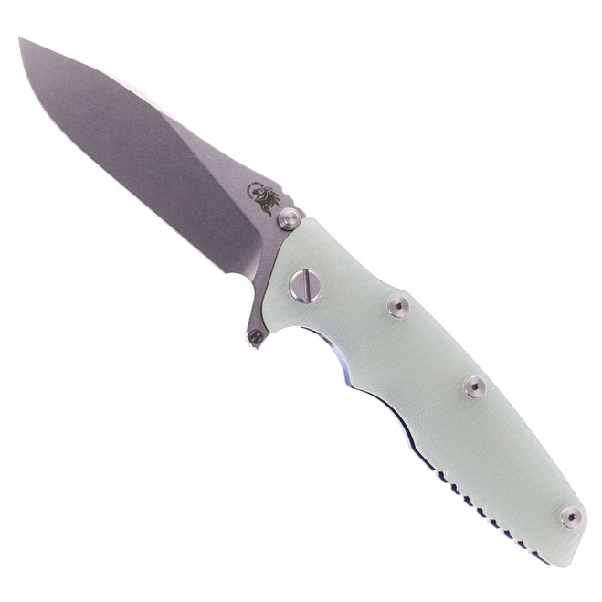 Hinderer Eklipse Slicer 3.5" Folding Knife Stonewashed Hollow Grind S45VN Blade Translucent Green G10 Handle