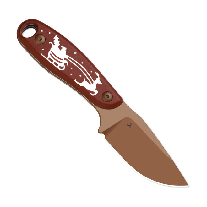 60枚 ⑦ Kizer Hare Fixed Blade Knife Red Micarta/G10 Merry Christmas