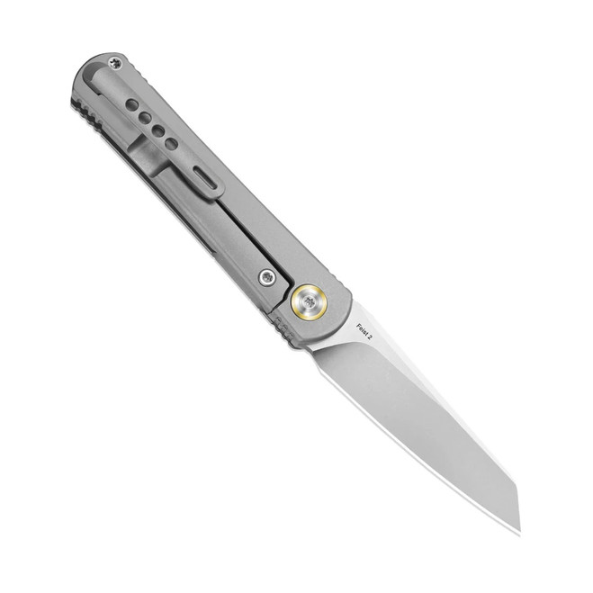 I Kizer Feist 2 X Folding Knife Silver Titanium Handle M390 Reverse