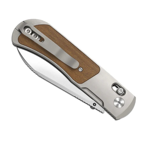 Kizer Tycho Folding Knife Titanium/Mkuruti Wood Handle S45VN Drop