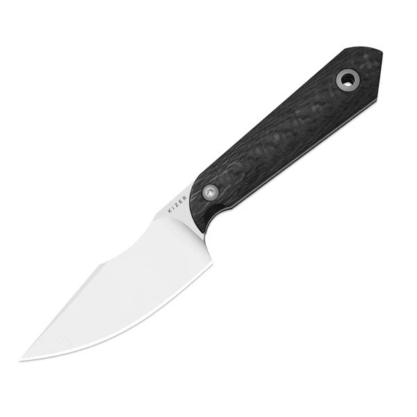 seri様 Kizer Mini Harpoon Fixed Blade Knife Black Carbon Fiber Handle