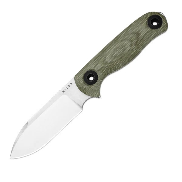 セレクト2 Kizer Drop Bear Fix 3 Fixed Blade Knife Green Micarta Handle