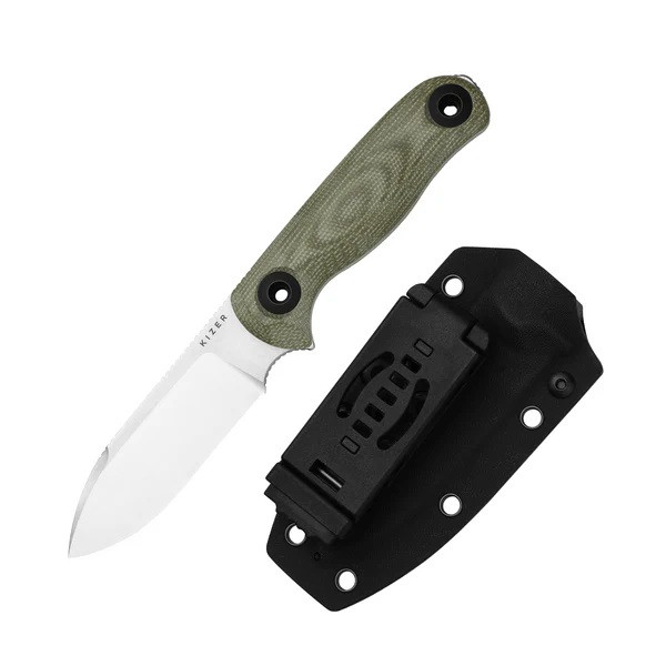 Kizer Drop Bear Fix 3 Fixed Blade Knife Green Micarta Handle