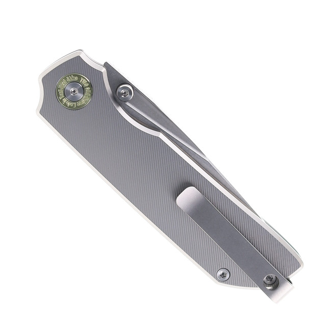 TwoSun Folding Knife Gray Titanium Handle K110 Plain Edge