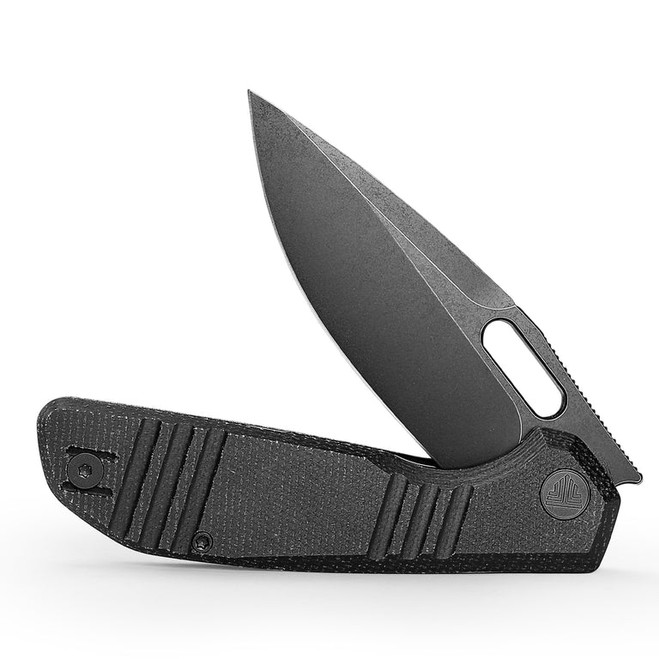 mini Trivisa Folding Knife Black Micarta Handle 14C28N Plain Edge Black