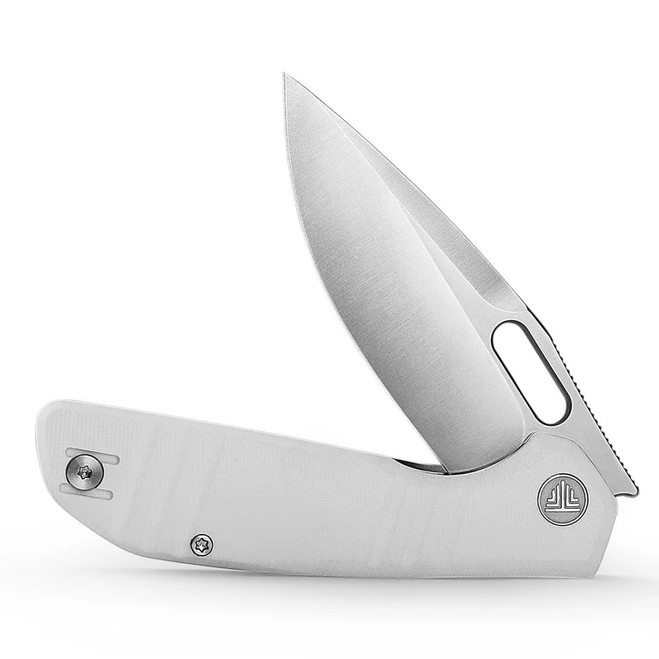Trivisa Folding Knife White G10 Handle 14C28N Plain Edge Satin