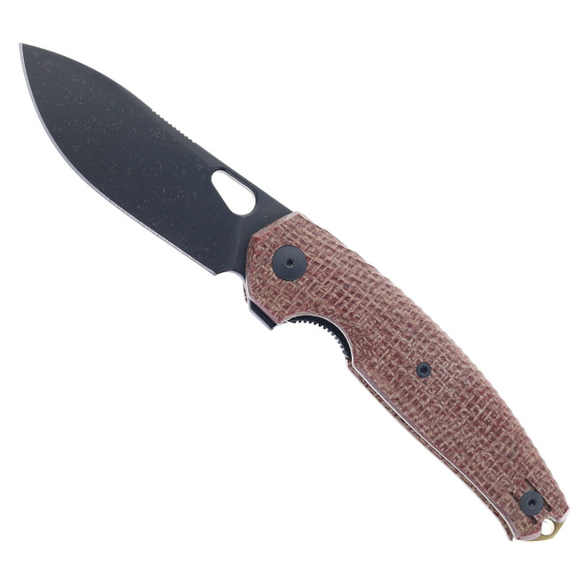 GiantMouse Ace Jutland Folding Knife Burlap Micarta Handle 420 Plain Black PVD Blade JAGT-BURLAP-PVD
