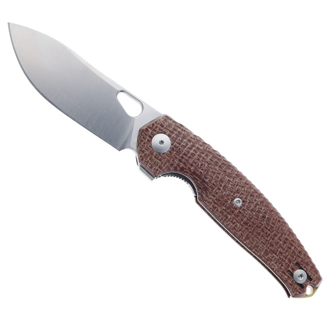 GiantMouse Ace Jutland Folding Knife Burlap Micarta Handle 420 Plain Edge Satin Finish JAGT-BURLAP-SAT