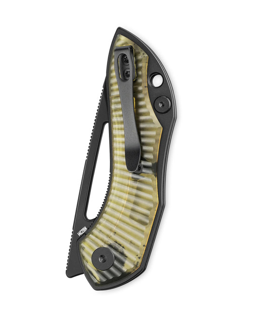 Bestech Triassic Folding Knife Clear Ultem Handle 14C28N Plain