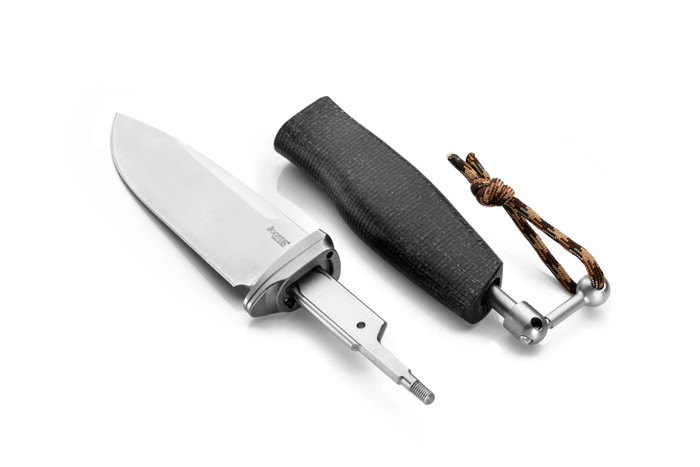 Lion Steel Acha Fixed Blade Knife Black Burlap Handle M390 Plain