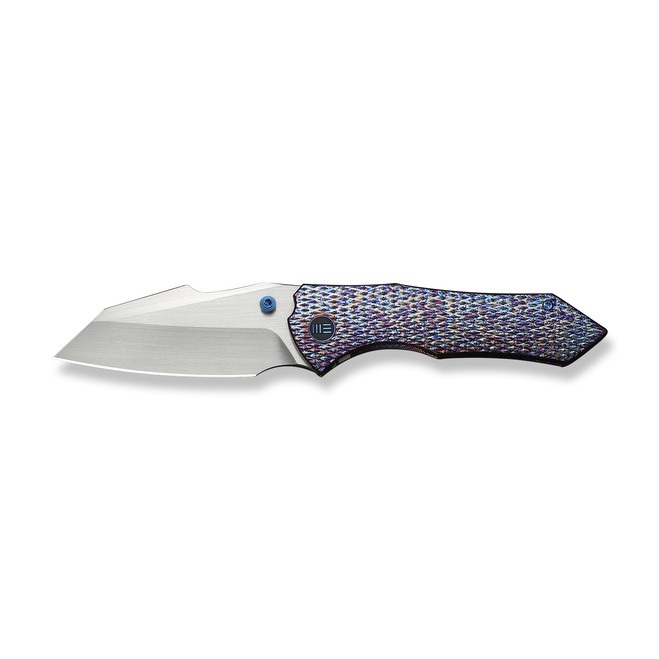 WE High-Fin XL Folding Knife Diamond Patterned Flamed Titanium
