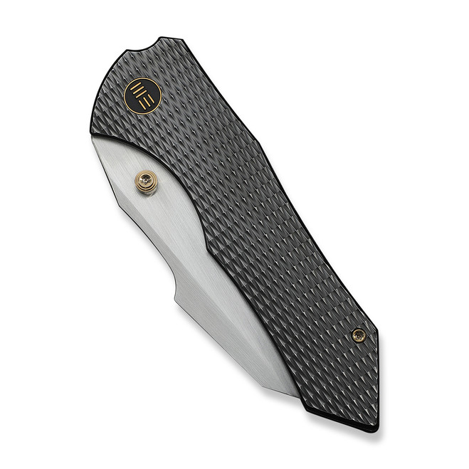 WE High-Fin XL Folding Knife Diamond Patterned Polished Gray