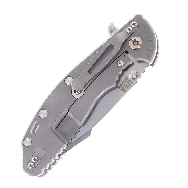 Hinderer Knives XM-24 Harpoon Spanto Blade Folding Knife Blue G10