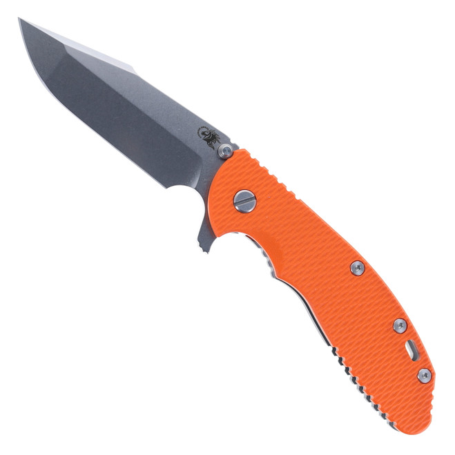 Hinderer Knives XM-24 Harpoon Spanto Blade Folding Knife Orange G10 Working Finish Titanium Handle Stonewashed S45VN Blade
