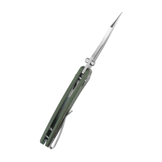 Kubey Caiman Folding Knife Green G10 Handle San Mai M2 Clip Point