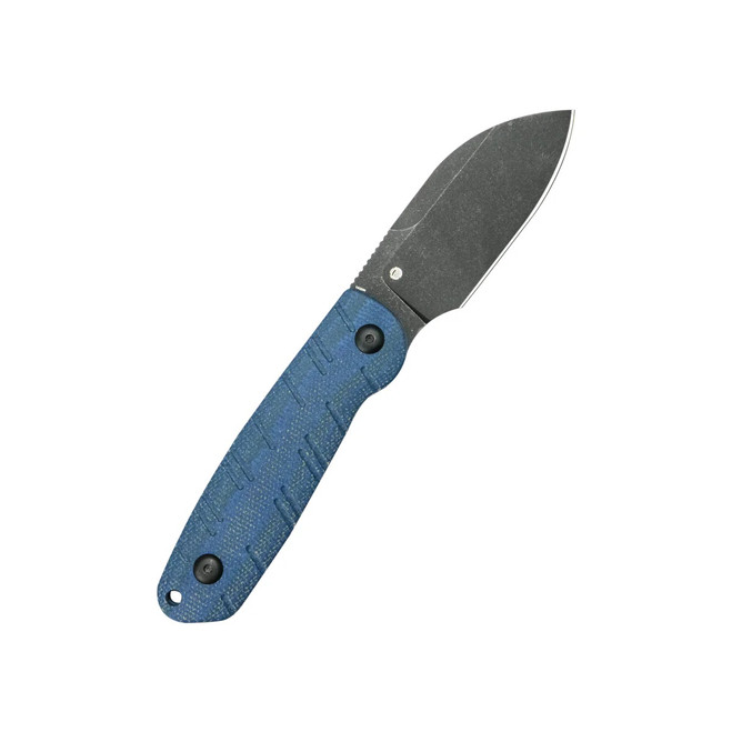 momo Kubey Microburst Fixed Blade Knife Blue Micarta Handle 14C28N
