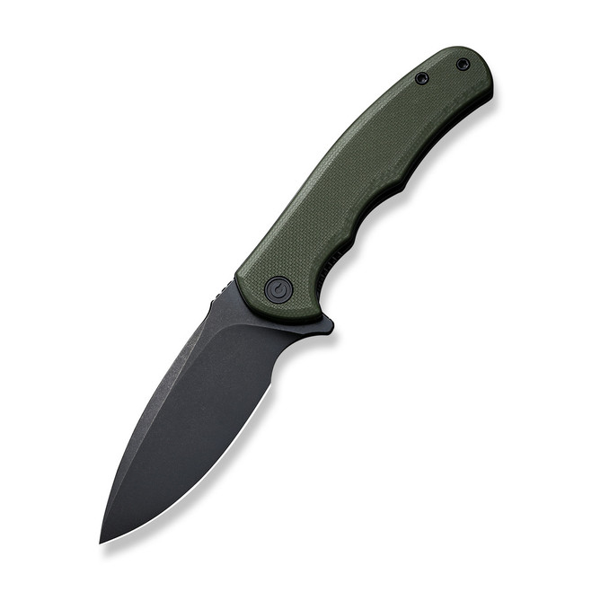 (Off Center) Open Box/Returned Civivi Mini Praxis Folding Knife Green G10 Handle D2 Drop Point Plain Edge Black Stonewash Finish C18026C-1