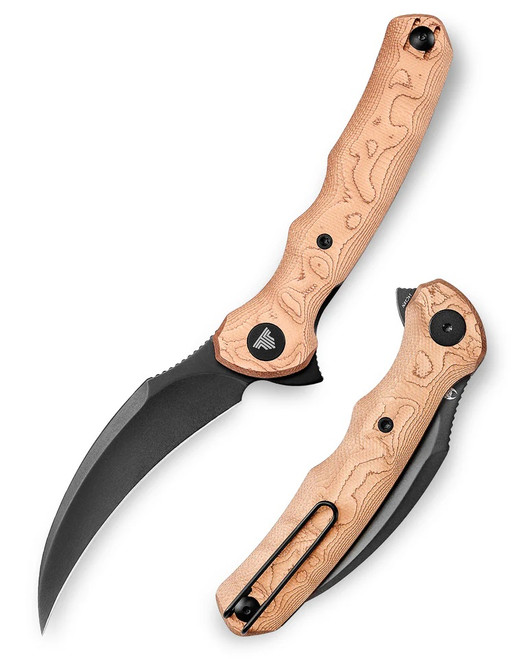 Trivisa Lacerta-CU Folding Knife Copper Foil Handle 14C28N Plain Edge Black PVD Finish