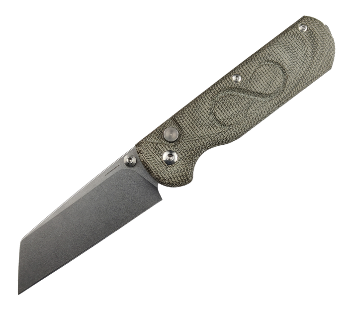 Straight Line Folding Knife Denim Canvas Micarta Handle M390 Plain Edge Stonewash Finish RX-DC