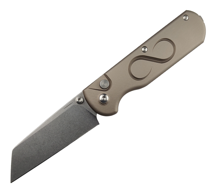 Straight Line Rox Folding Knife Titanium Anodized Aluminum Handle M390 Plain Edge Stonewash Finish RX-ATI