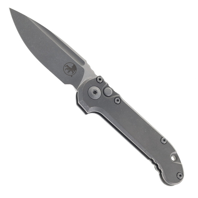 Microtech Knives LUDT Gen III Automatic Knife Apocalyptic Clip Point M390K Blade Slab Side Titanium Handle 1135-10APMS1