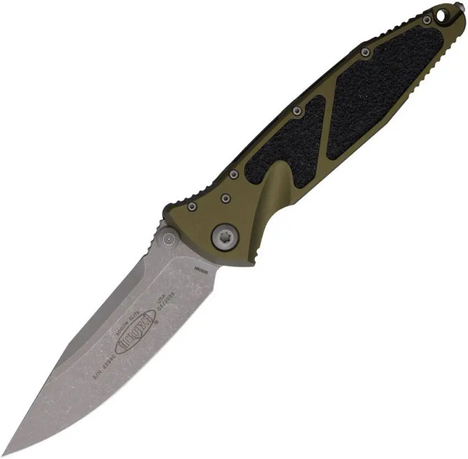 Microtech Socom Elite Folding Knife S\E Linerlock OD Green Aluminum Handle M390MK Apocalyptic Blade 16010AP-OD