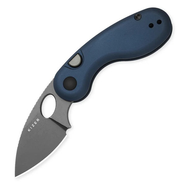 Kizer Microbe Folding Knife Blue Aluminum Handle 14C28N Drop Point