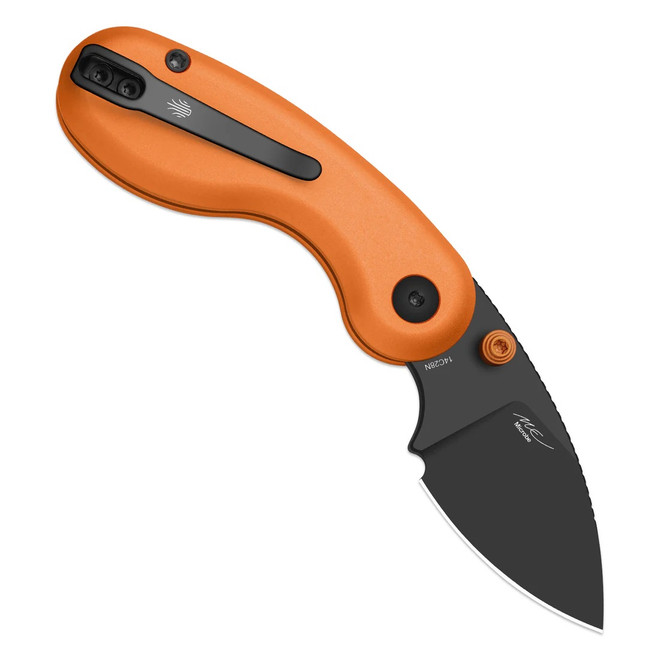 Kizer Microbe Folding Knife Orange Aluminum Handle 14C28N Drop