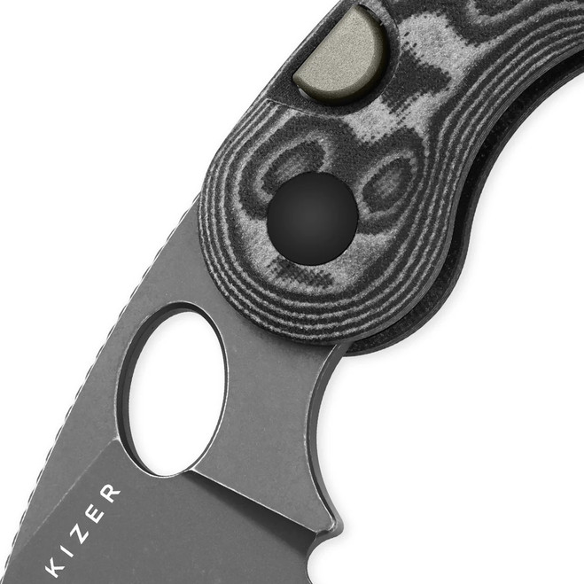 【S】 Kizer Microbe Folding Knife Vortex Micarta Handle 14C28N Drop