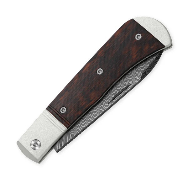 Kizer Trestle D Folding Knife Aluminum/Leopardwood Handle Damascus