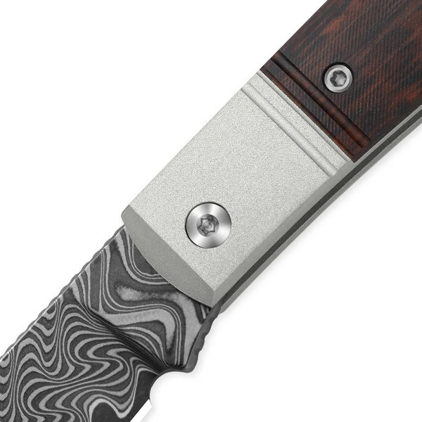 Kizer Trestle D Folding Knife Aluminum/Leopardwood Handle Damascus
