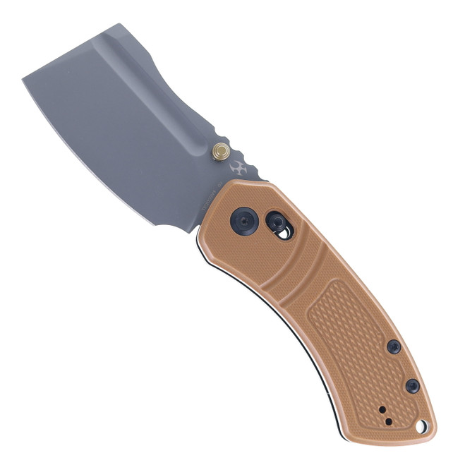 Tenable Korvid V Folding Knife Diamond Brown G10 Handle D2 Plain Gray Finish TE2030V4