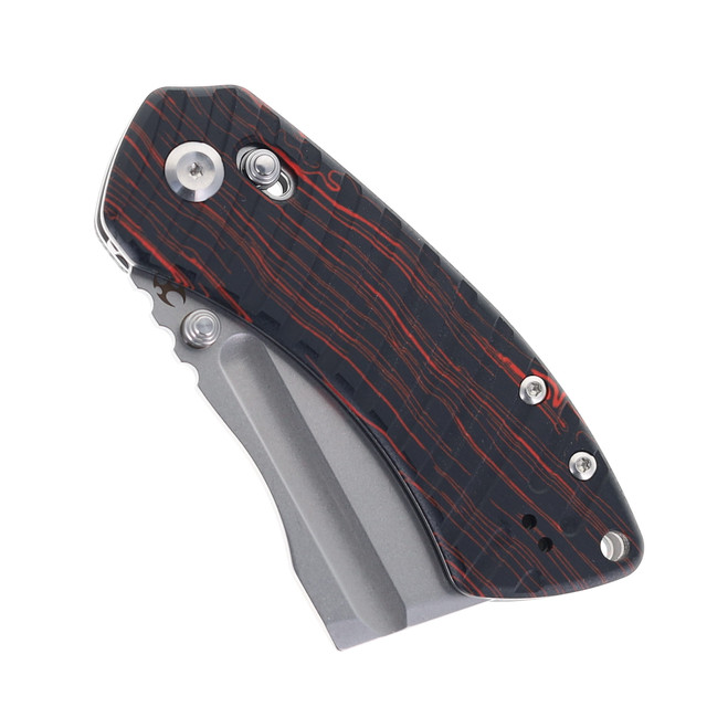Tenable Korvid V Folding Knife Red/Black Gmascus Handle D2 Plain