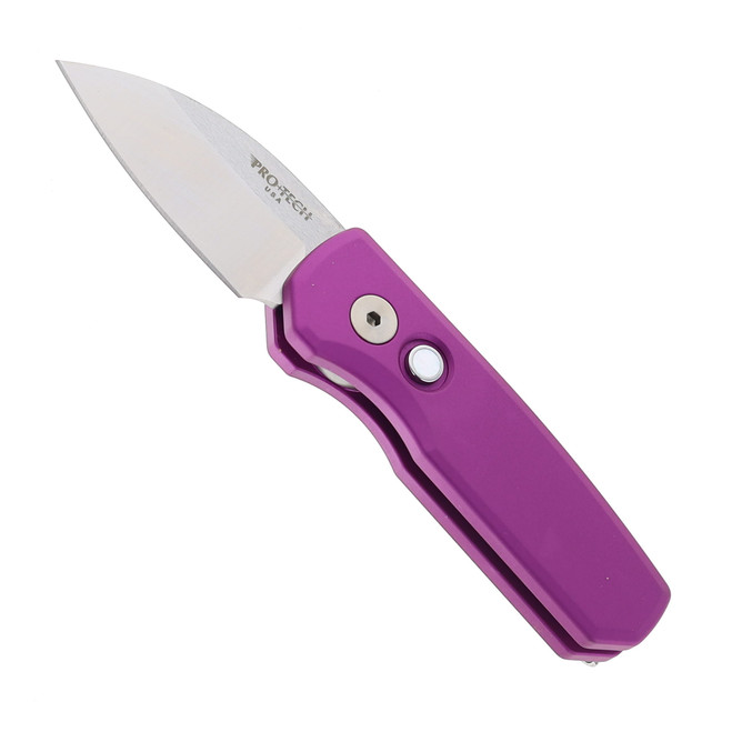 Pro-Tech Knives Red Runt 5 Automatic Knife Aluminum Purple Handle Machine Satin Magnacut Wharncliffe Blade R5300-LTD Purple