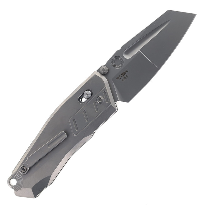 Poikilo Folding Knife Pearlescent Titanium Handle M398 Plain Edge