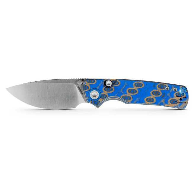 Vosteed Porcupine Folding Knife Blue Ocean  Micarta Handle 14C28N Drop Point Plain Edge Satin Finish A2614