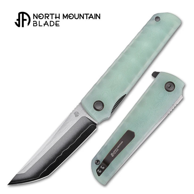 にに North Mountain Chop Folding Knife Jade G10 Handle SLD-Magic Plain