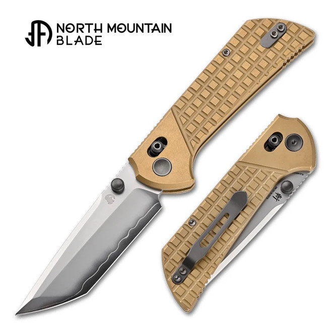 North Mountain Chop Folding Knife Brass Handle SLD-Magic Tanto