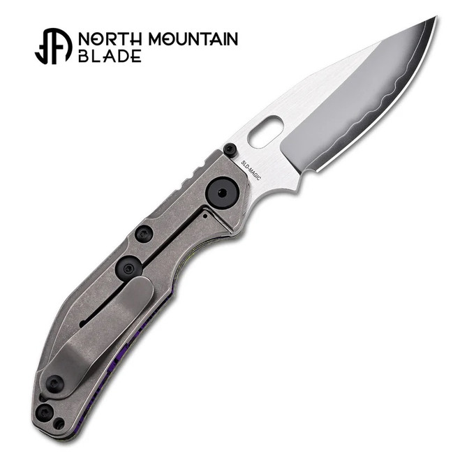 North Mountain BBNM Folding Knife Joker Purple/Yellow Carbon Fiber
