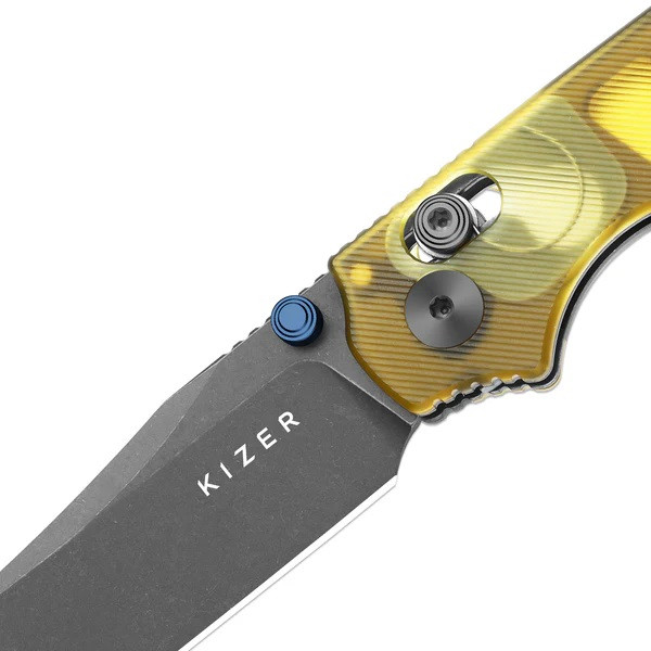 レイ Kizer Pokiman CC Folding Knife Yellow PEI Handle AEB-L Clip Point