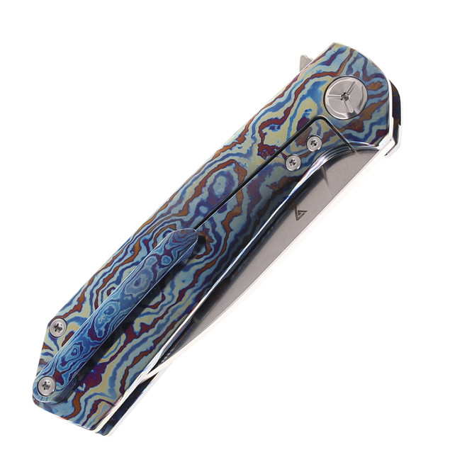 TwoSun Folding Knife Timascus Handle M390 Plain Edge TS223-M390